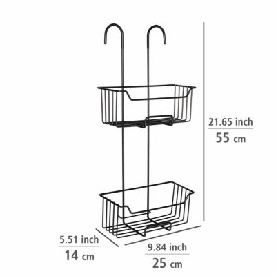 Etagère de douche à suspendre en acier inoxydable noir, l.25 x H.55 x P.14 cm, Wenko Milo