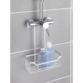 Etagère de douche à suspendre en aluminium argenté, l.25 x H.36 x P.14 cm, Wenko Milo