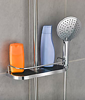Étagère de douche chromée universelle avec support de douchette
