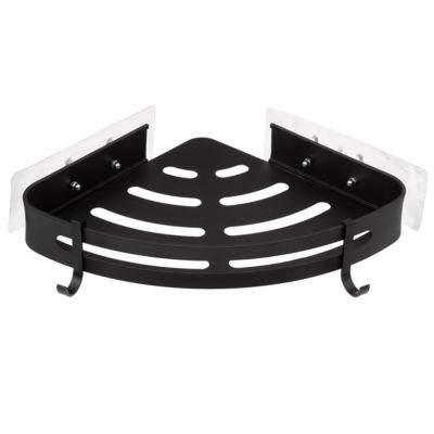 Étagère de douche fixations adhésives 1 niveau en aluminium noir l.23,5 x H.4 x P.29,2 cm, 5Five Simply Smart Blackalu