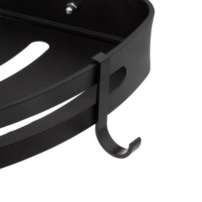 Étagère de douche fixations adhésives 1 niveau en aluminium noir l.23,5 x H.4 x P.29,2 cm, 5Five Simply Smart Blackalu