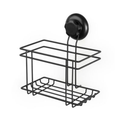 Étagère de douche murale en ABS noir H.20,3 x l.13,2 x P.18,5 cm Compactor