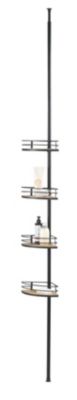 Etagère de douche télescopique 4 compartiments H.230 cm, noir et bambou, Wenko