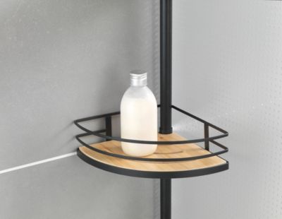 Etagère de douche télescopique 4 compartiments H.230 cm, noir et bambou, Wenko