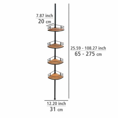 Etagère de douche télescopique 4 compartiments H.230 cm, noir et bambou, Wenko