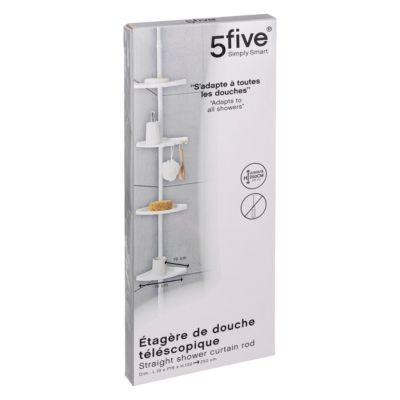 Étagère de douche téléscopique 4 niveaux en plastique blanc H.240 cm, 5Five Simply Smart
