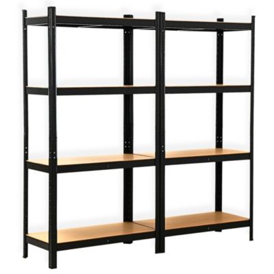 Etagere de garage 160 x 40 x 160 CM en metal pour charge lourde noir et bois