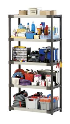 Étagère Résine Grosfillex Qualipro 5 Tablettes – 175x90x40 Cm, Noir, 700kg