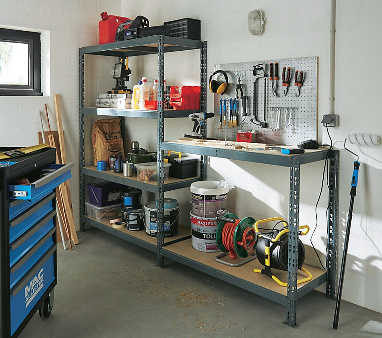 Étagère de garage double en métal et bois H. 176,8 x L. 230 x P