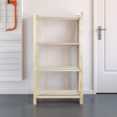 Étagère de garage en bois 4 tablettes L.65 x H.130 x P.30 cm