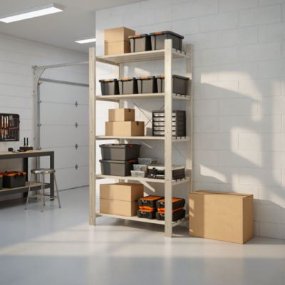 Étagère de garage en bois 5 tablettes L.75 x H.170 x P.40 cm Symbios