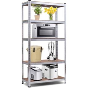 Etagere de Rangement a 5 Niveaux Reglable avec Cadre en Metal Galvanise Rayonnage de Stockage Antiderapant pour Garage