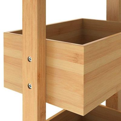 Etagere de Rangement Bambou - 4 Compartiments - Meuble Moderne - Salle de Bain Cuisine Couloir