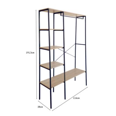 Étagère de rangement style industriel Napari 4 cases bois et métal H. 190 x L. 116,4 cm