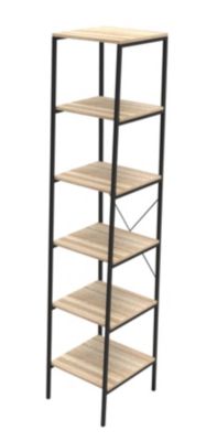 Étagère Murale Industrielle DECLIC HOME – 5 Niveaux, Noir Et Bois, 189 Cm (neuve)