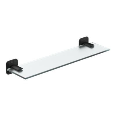 Étagère de salle de bain en verre et acier inoxydable noir H.40 cm Teesta GoodHome