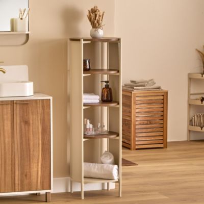 Étagère de salle de bains à poser 5 niveaux en acier beige, l.40 x H.122,4 x P.30 cm, 5Five Simply Smart Argileo