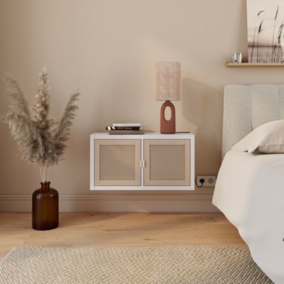Étagère modulable 2 cubes avec 2 portes effet chêne et canage GoodHome Mixxit blanc