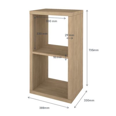 Étagère modulable 2 cubes GoodHome Mixxit effet chêne H. 73,5cm x l. 38,8cm