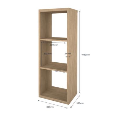 Étagère modulable 3 cubes GoodHome Mixxit effet chêne l. 38,9cm x H. 108cm