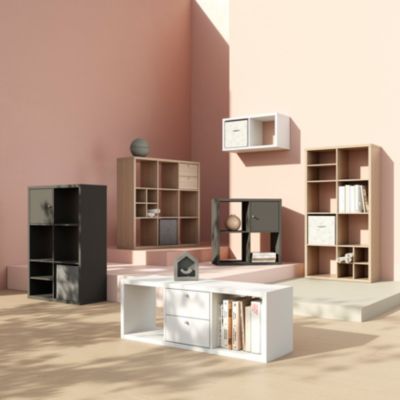 Étagère modulable 4 cubes avec 2 portes GoodHome Mixxit blanc