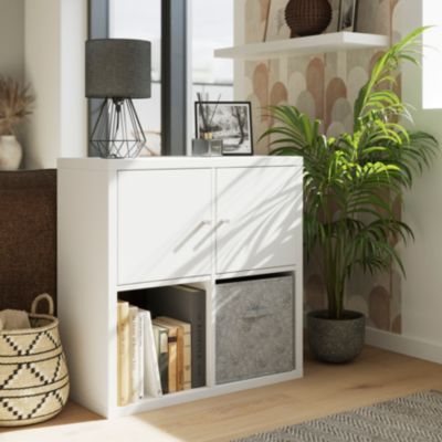 Étagère modulable 4 cubes avec 2 portes GoodHome Mixxit blanc