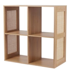 Étagère modulable 4 cubes Home Deco Factory effet bois et rotin