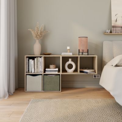 Étagère modulable 6 cubes avec 2 boîtes de rangement GoodHome Mixxit effet pin