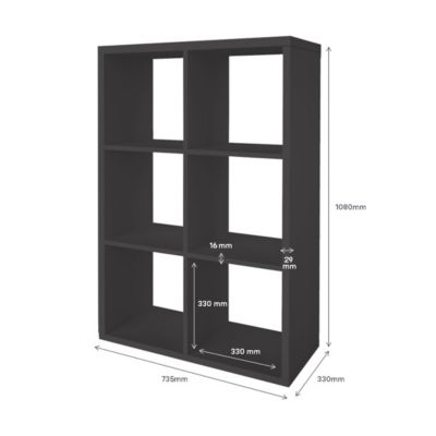 Étagère modulable 6 cubes GoodHome Mixxit anthracite l. 73,5cm x H. 108cm