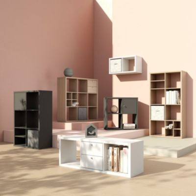 Étagère modulable 6 cubes GoodHome Mixxit effet chêne l. 73,5cm x H. 108cm