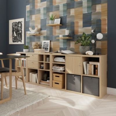 Étagère modulable 6 cubes GoodHome Mixxit effet chêne l. 73,5cm x H. 108cm