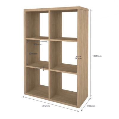 Étagère modulable 6 cubes GoodHome Mixxit effet chêne l. 73,5cm x H. 108cm