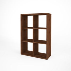 Étagère modulable 6 cubes GoodHome Mixxit effet noyer