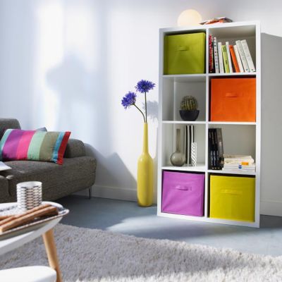 Étagère modulaire épicéa 8 cubes 69,5x29,5x134,5cm blanc