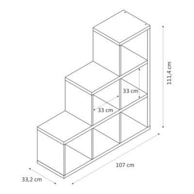 Étagère modulable en escalier 6 cubes blanc