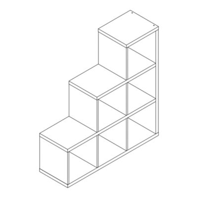 Étagère modulable en escalier 6 cubes blanc