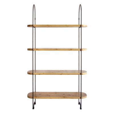 Étagère murale 4 tablettes et 2 échelles effet bambou Box & Beyond H. 88 x L. 50 x P. 15 cm
