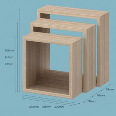 Étagère murale cube modulable Form Rigga effet chêne vendue par 3 pièces