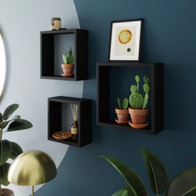 Étagère murale cube modulable Rigga Form, noir vendue par 3 pièces