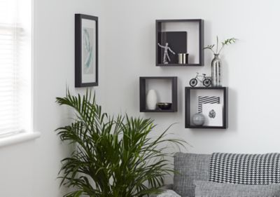 Étagère murale cube modulable Rigga Form, noir vendue par 3 pièces