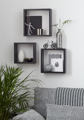 Étagère murale cube modulable Rigga Form, noir vendue par 3 pièces