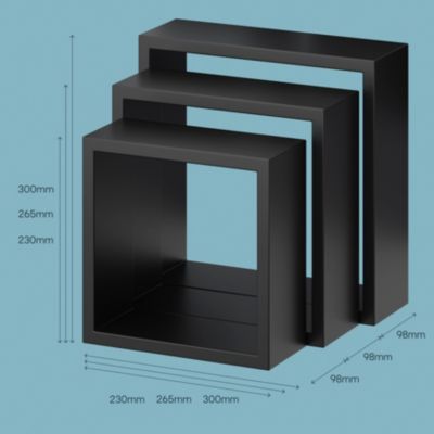Étagère murale cube modulable Rigga Form, noir vendue par 3 pièces