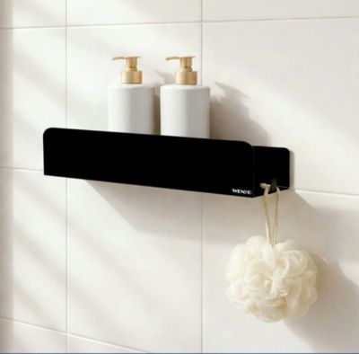 Étagère murale de salle de bains l.30 x H.8 cm noir en acier inoxydable Wenko Lizan