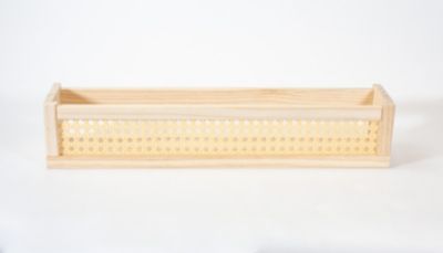 Étagère murale en bois effet chêne et cannage rotin L.50 x H.10 x P.10 Ariane