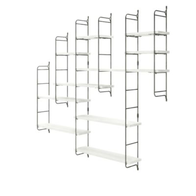 Étagère murale modulable 10 tablettes et 6 échelles blanc GoodHome Rigga H. 129 x L. 150 x P. 19 cm