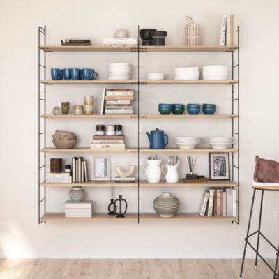 Étagère murale modulable 12 tablettes et 3 échelles effet chêne GoodHome Rigga H. 171,2 x L. 160 x P. 29 cm