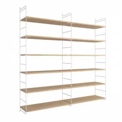Étagère murale modulable 12 tablettes et 3 échelles pin massif GoodHome Rigga H. 171,2 x L. 160 x P. 29 cm
