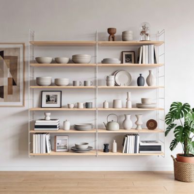 Étagère murale modulable 12 tablettes et 3 échelles pin massif GoodHome Rigga H. 171,2 x L. 160 x P. 29 cm