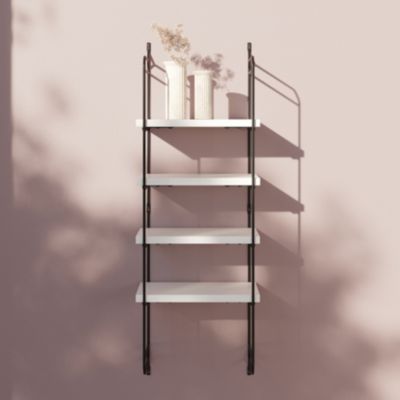 Étagère murale modulable 4 tablettes et 2 échelles blanc GoodHome Rigga H. 87 x L. 30 x P. 19 cm