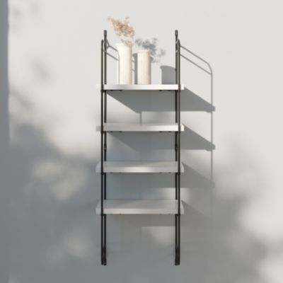 Étagère murale modulable 4 tablettes et 2 échelles effet argenté GoodHome Rigga H. 87 x L. 30 x P. 19 cm